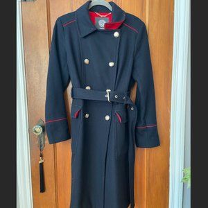 Vince Camuto Double Breasted Navy/Red Trench Coat Size Medium